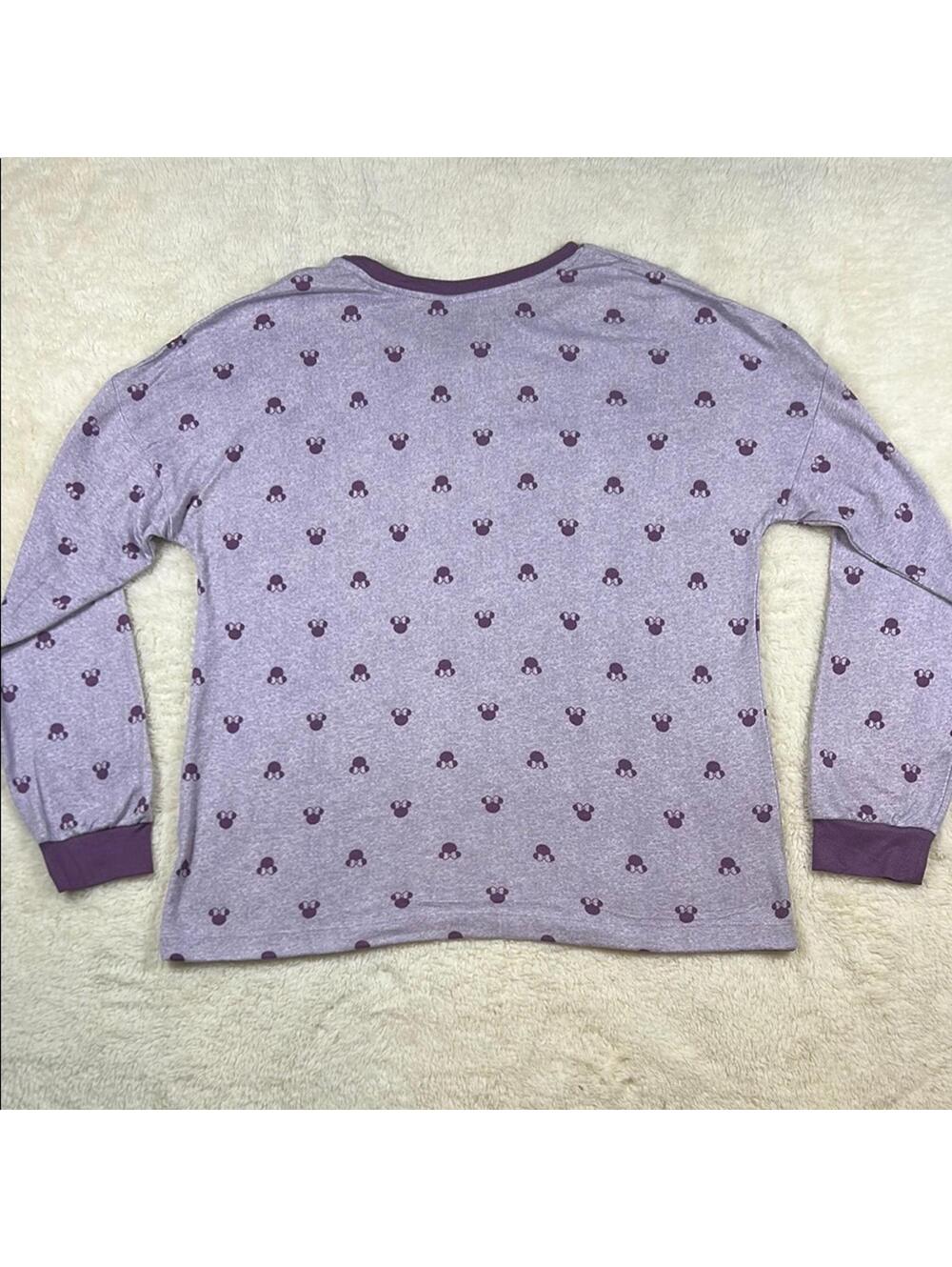 Disney Women’s Purple Mickey Mouse Print Long Sleeve Pajama Sleep Top Sz Med - Picture 10 of 12